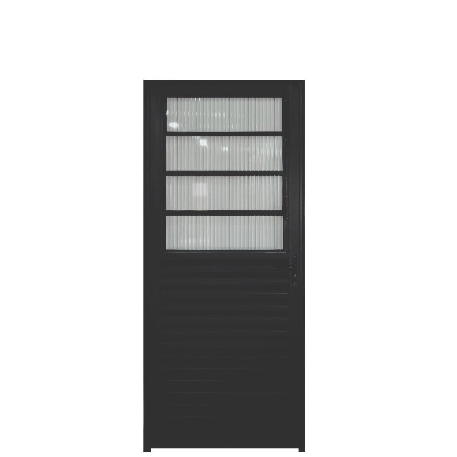 Porta De Alumínio Com Basculante 210x80cm Hale Esquadrias Abertura Esquerda Preto