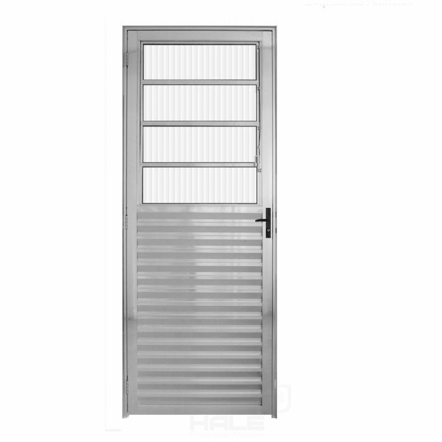 Porta De Alumínio Com Basculante 210x90cm Lado Direito Hale Esquadrias Acetinado