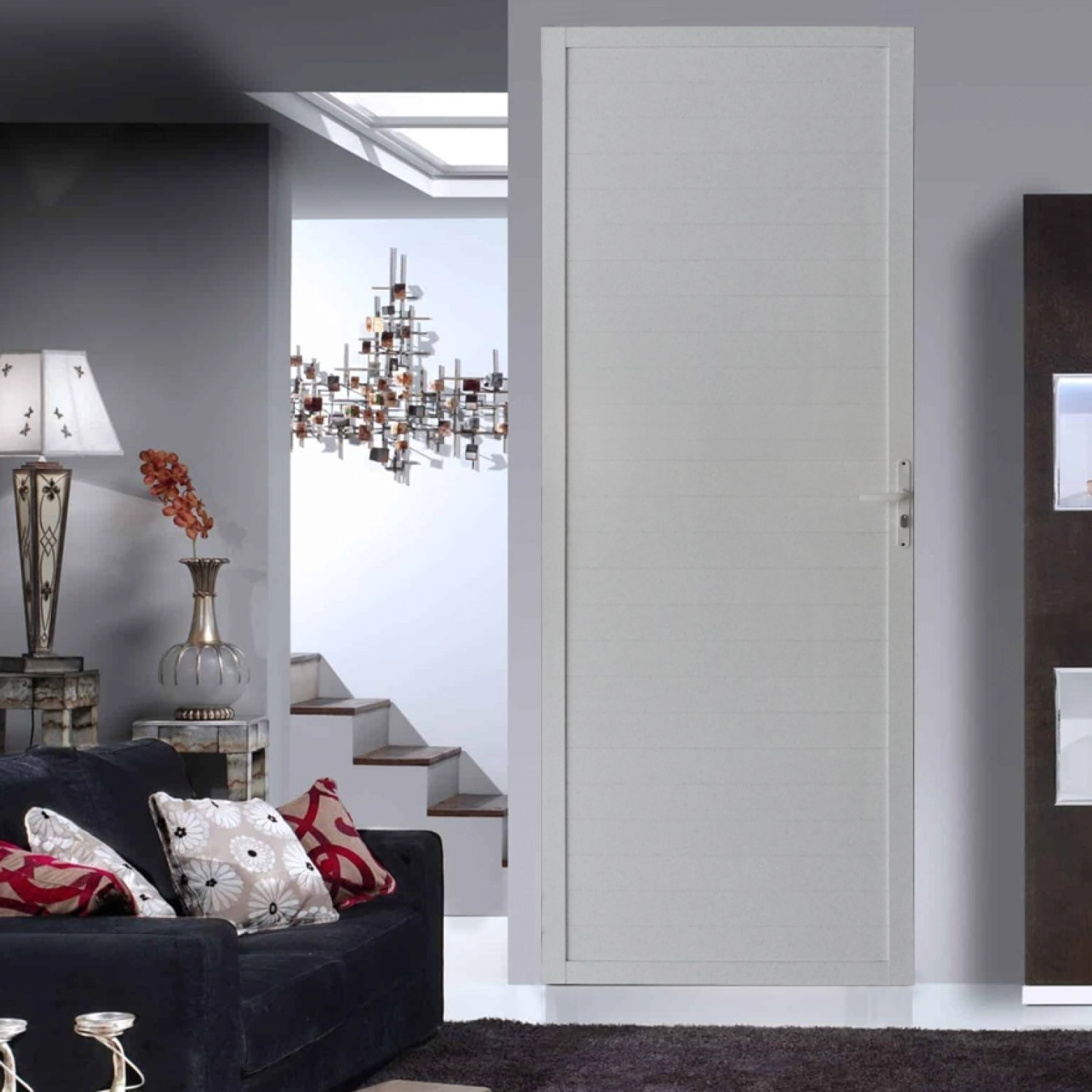 Porta De Alumínio Lambril 210x90cm Hale Esquadrias Abertura Direita Branco