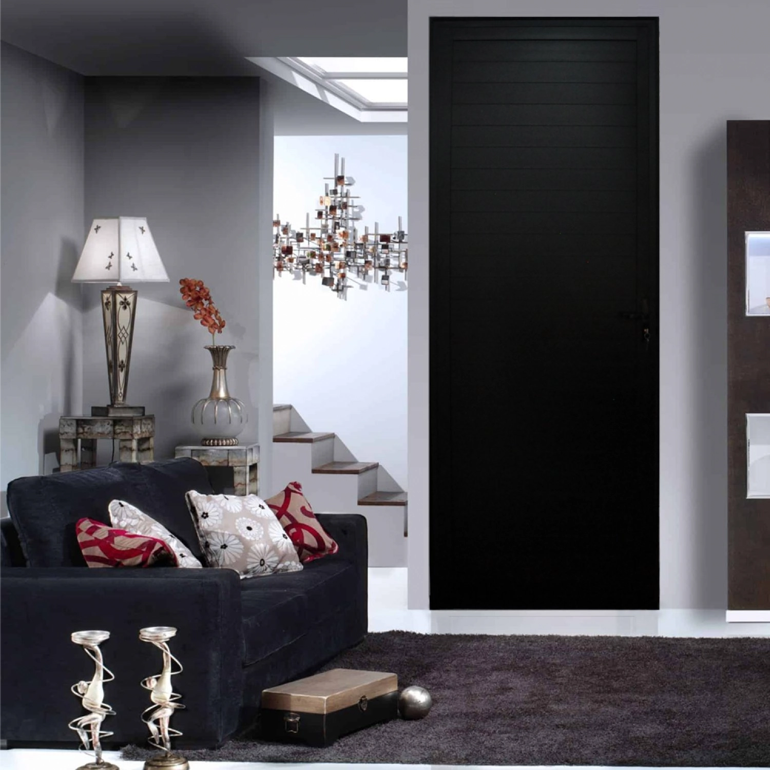 Porta De Alumínio Lambril 210x90cm Hale Esquadrias Abertura Direita Preto