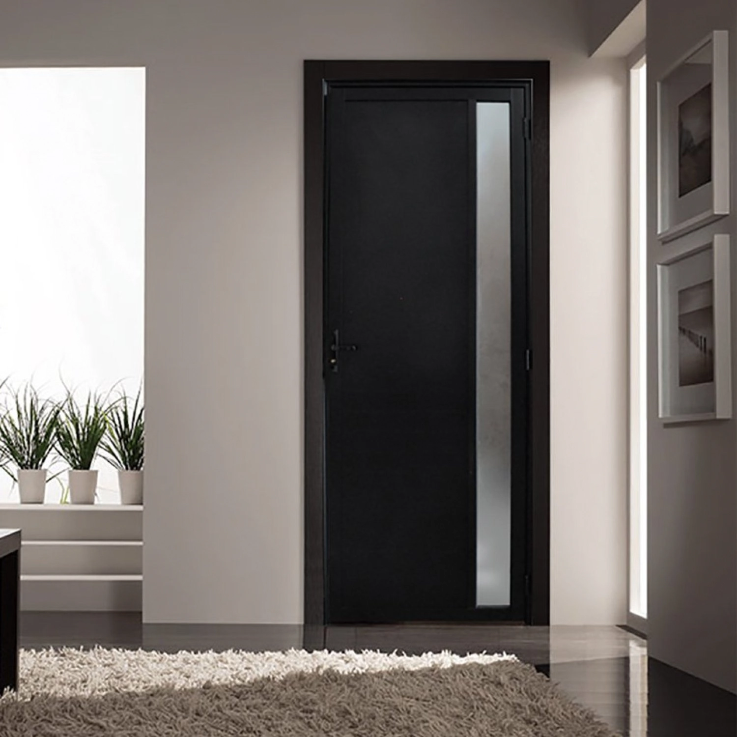 Porta De Alumínio Lambril 210x90cm Com Visor Hale Esquadrias Abertura Direita Preto