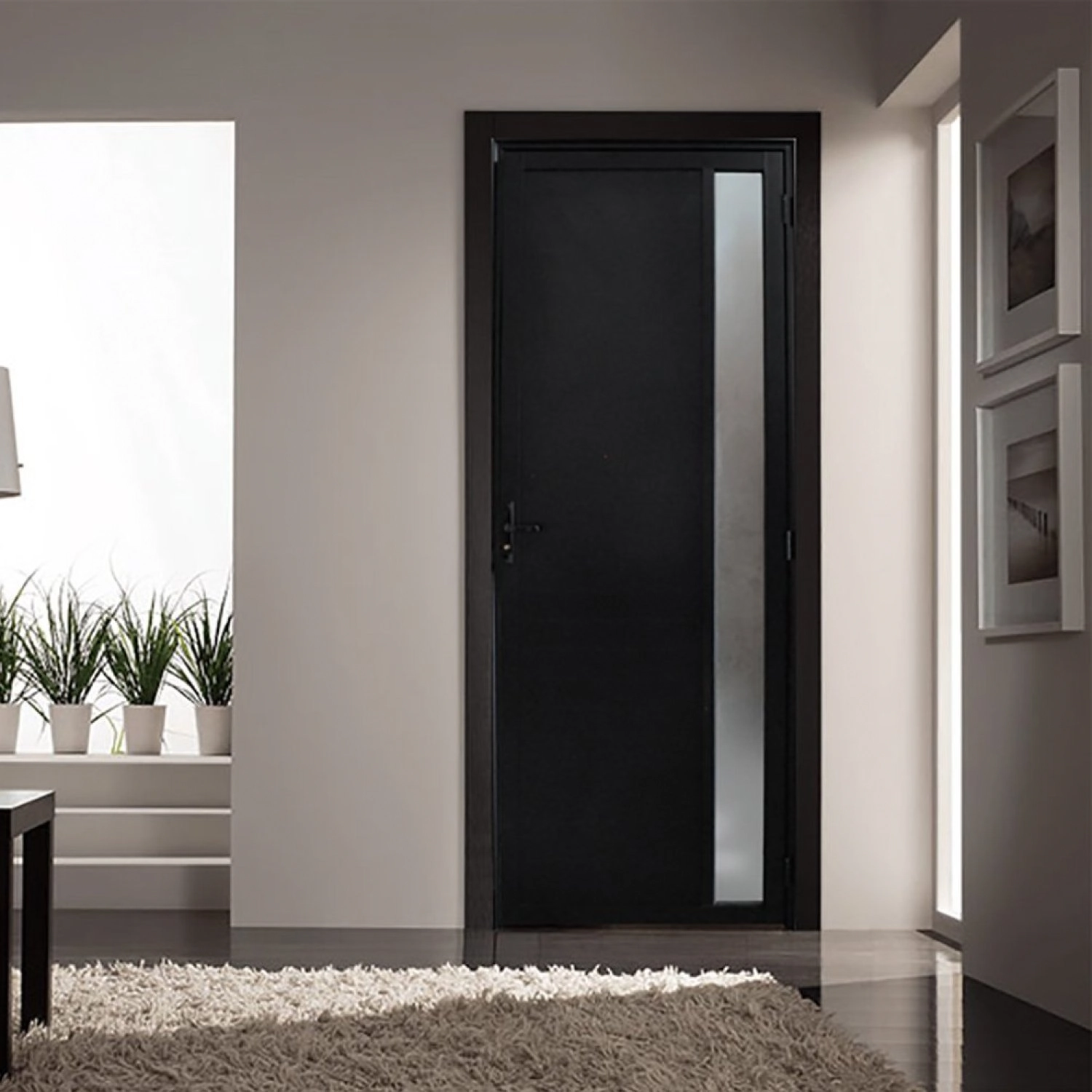 Porta De Alumínio Lambril 210x90cm Com Visor Hale Esquadrias Abertura Esquerda Preto