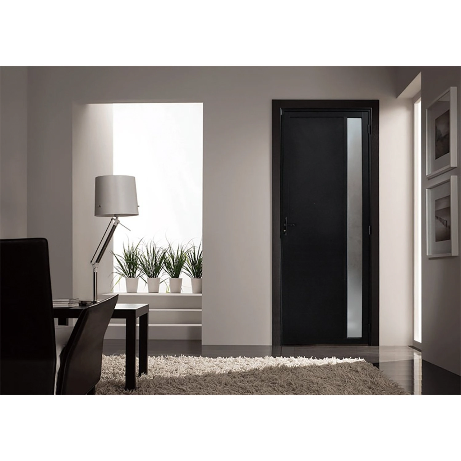 Porta De Alumínio Lambril 210x100cm Com Visor Hale Esquadrias Abertura Direita Preto