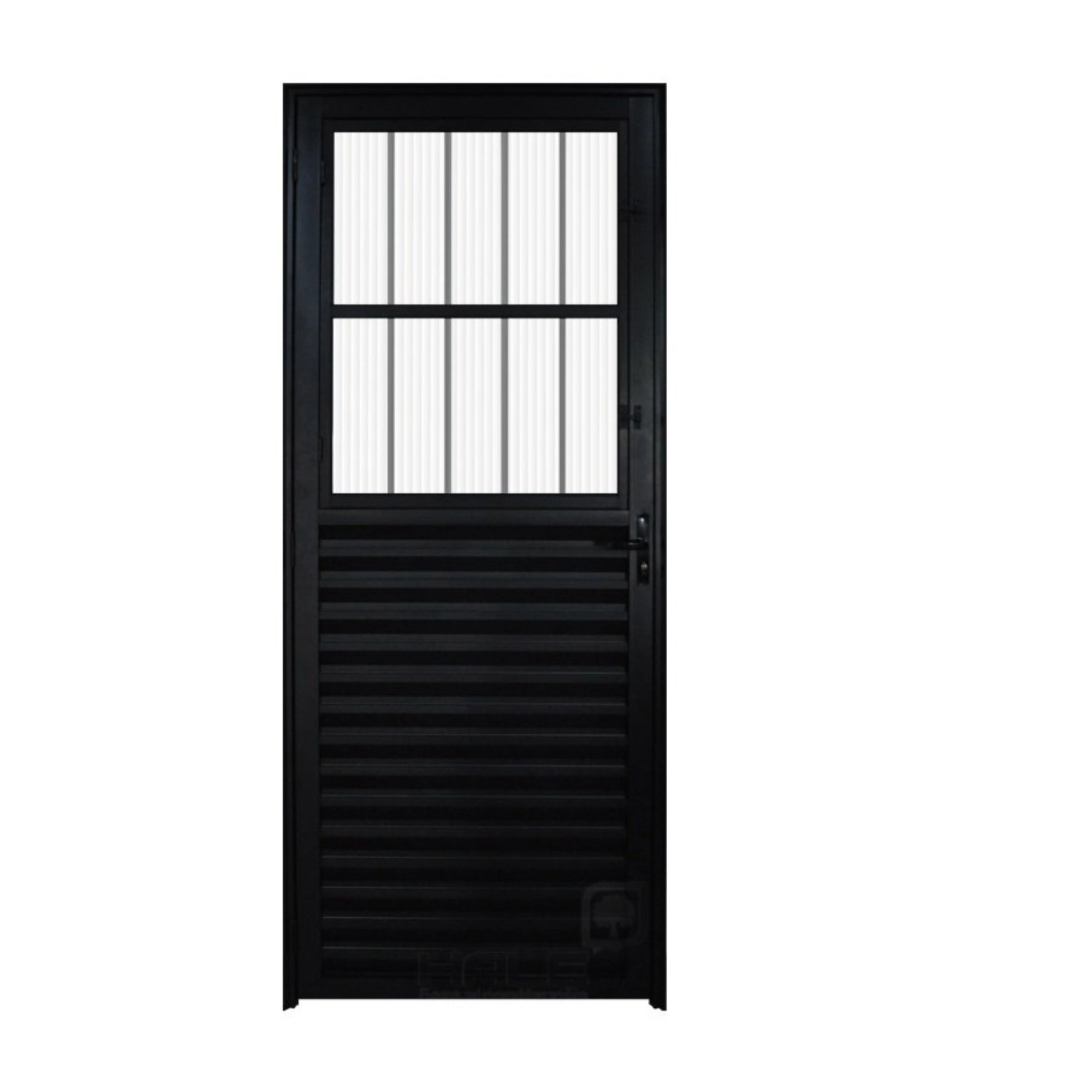 Porta De Alumínio Lambril 210x80cm Postigo Hale Esquadrias Abertura Direita Preto