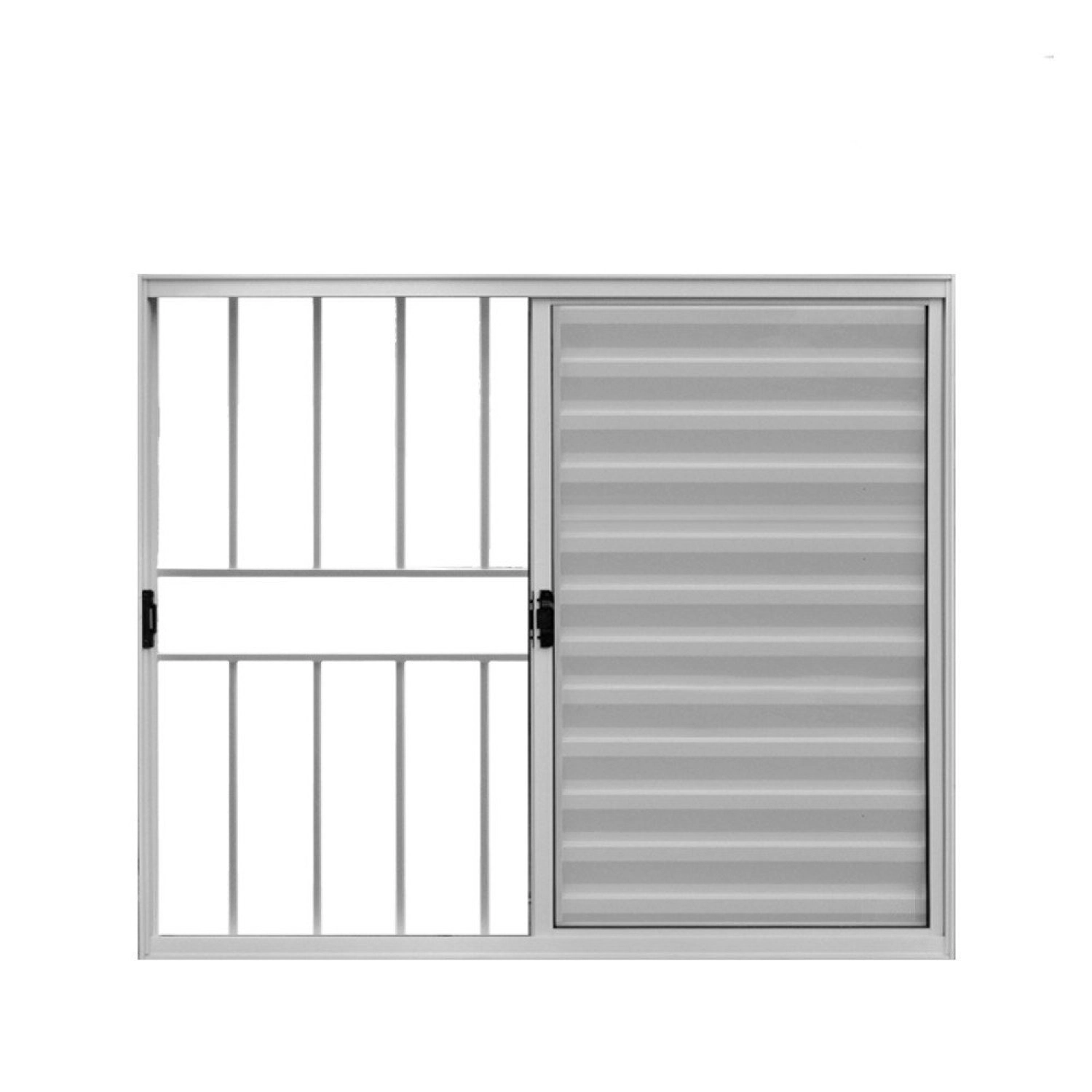 Janela De Alumínio Veneziana 100x100cm 3 Folhas Grade Hale Esquadrias Prata