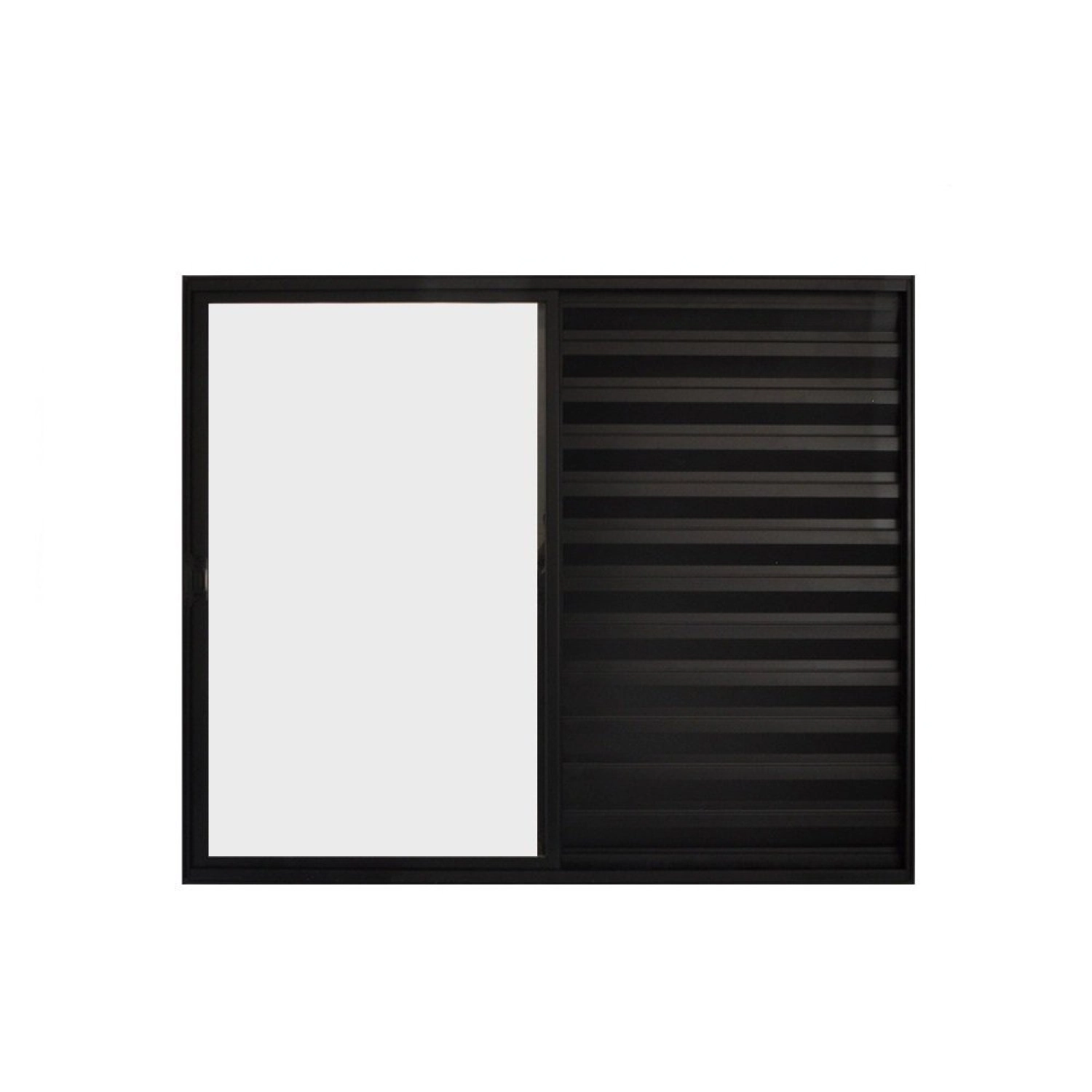 Janela De Alumínio Veneziana 100x100cm 3 Folhas Hale Esquadrias Preto