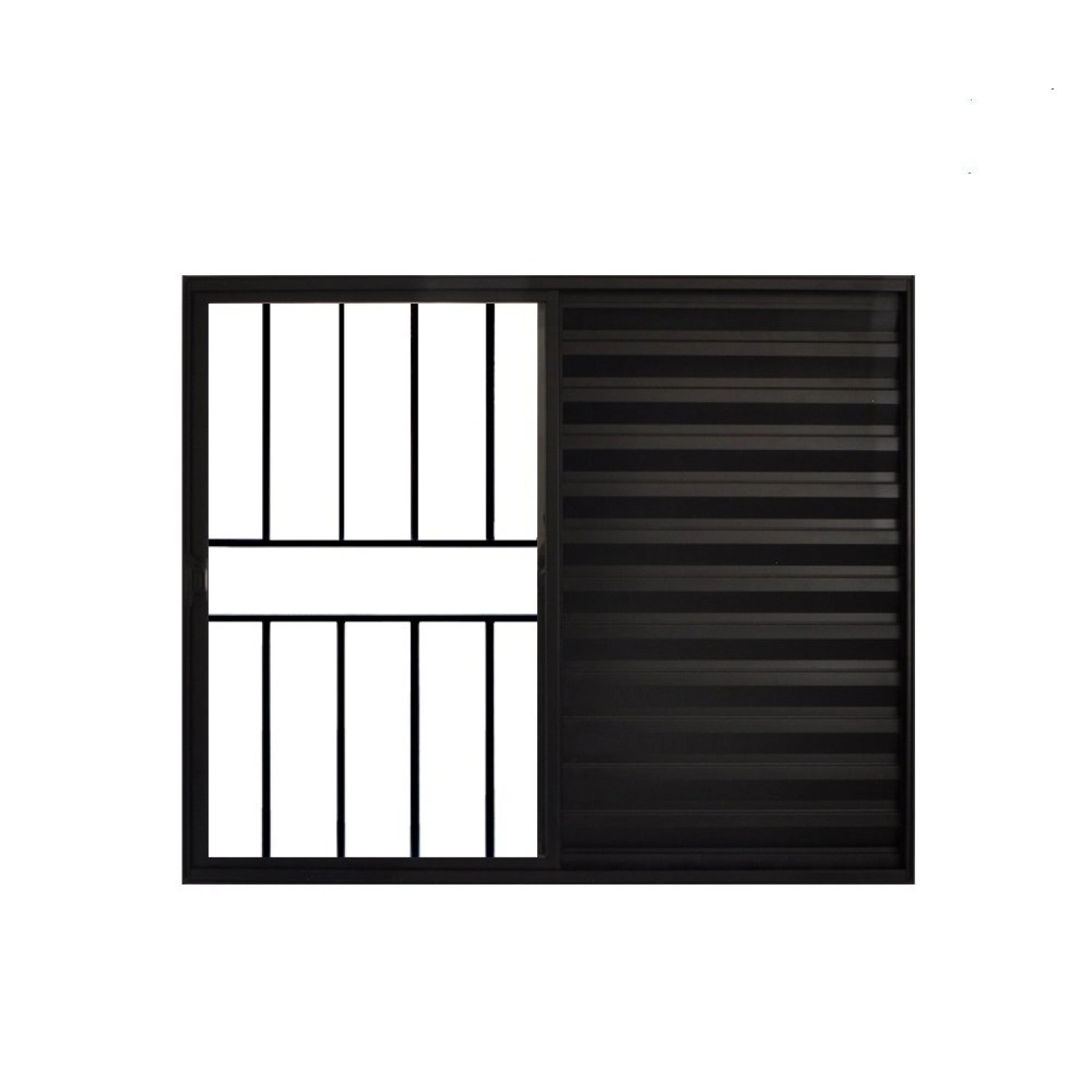 Janela De Alumínio Veneziana 100x100cm 3 Folhas Grade Hale Esquadrias Preto