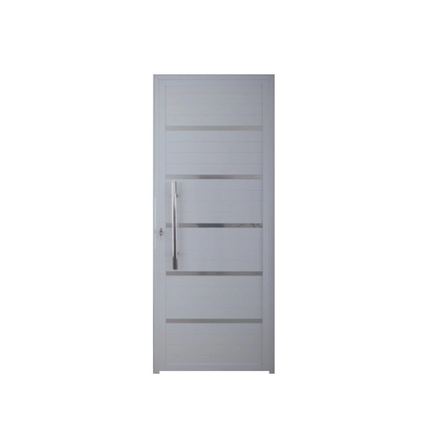 Porta De Alumínio Lambril Solara Com Puxador 70 X 210 Abertura Direita Branco