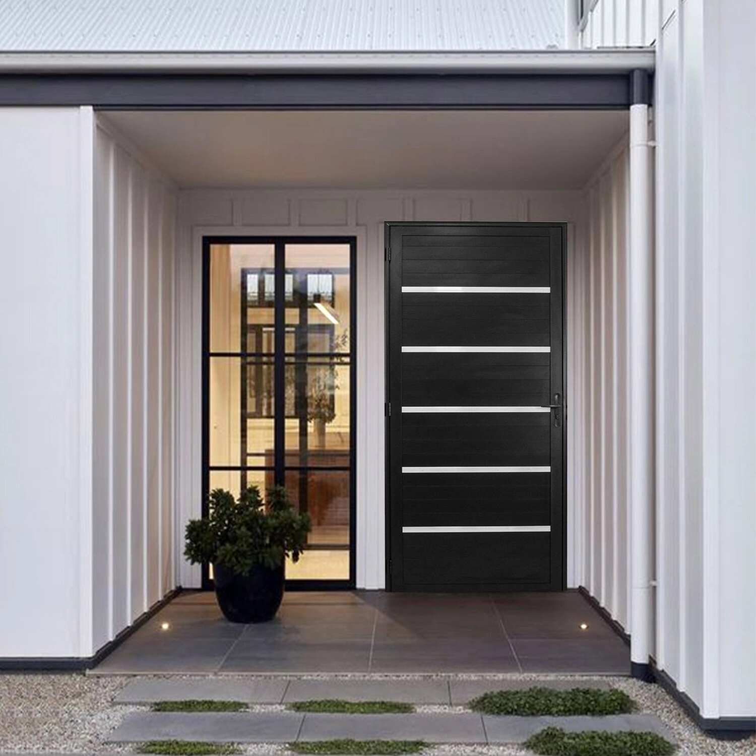 Porta Lambril Solara 80 X 2,10 Hale Esquadrias Abertura Direita Preto