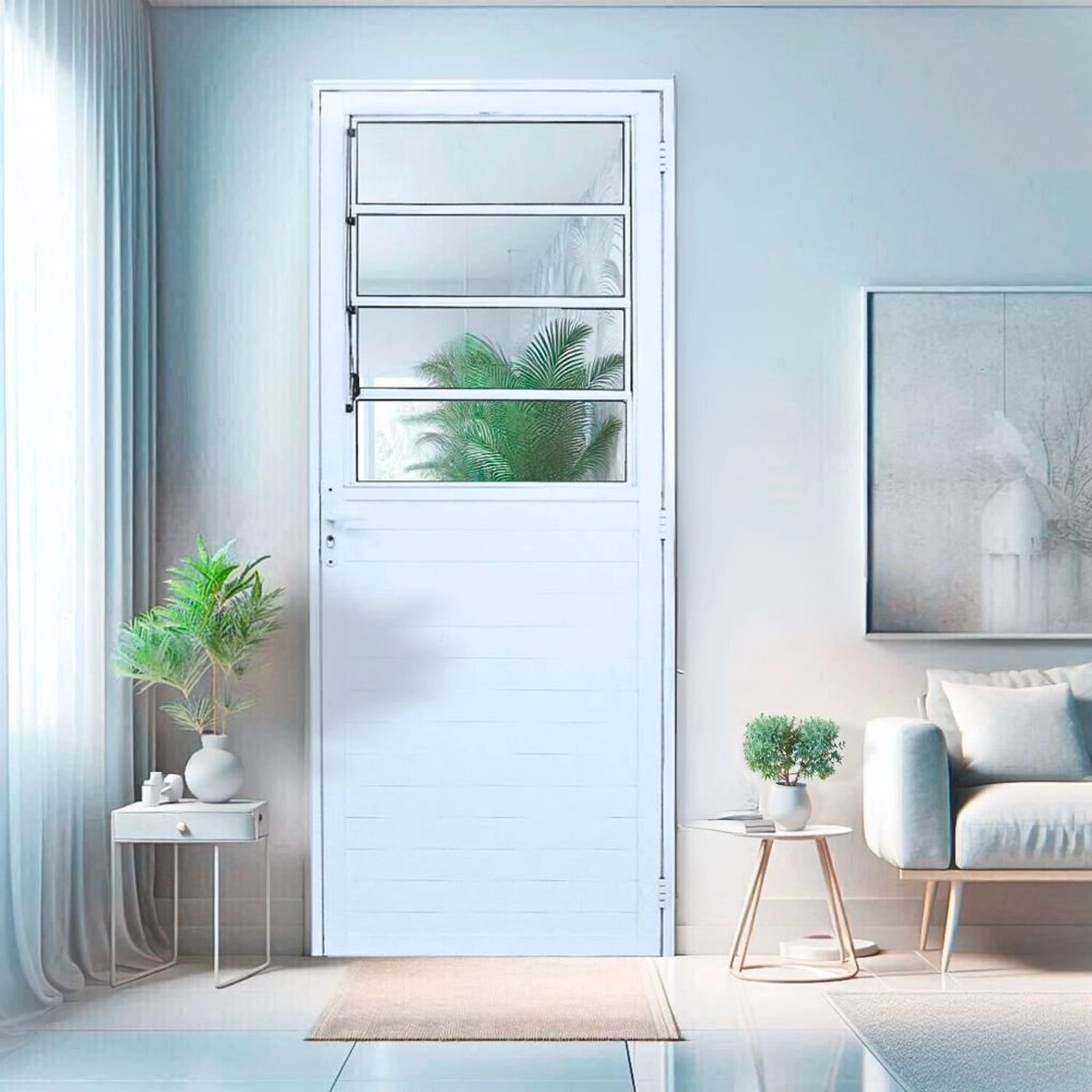 Porta Basculante Lambril Alumínio 2,10 X 80 Branco Abertura Direita Branco
