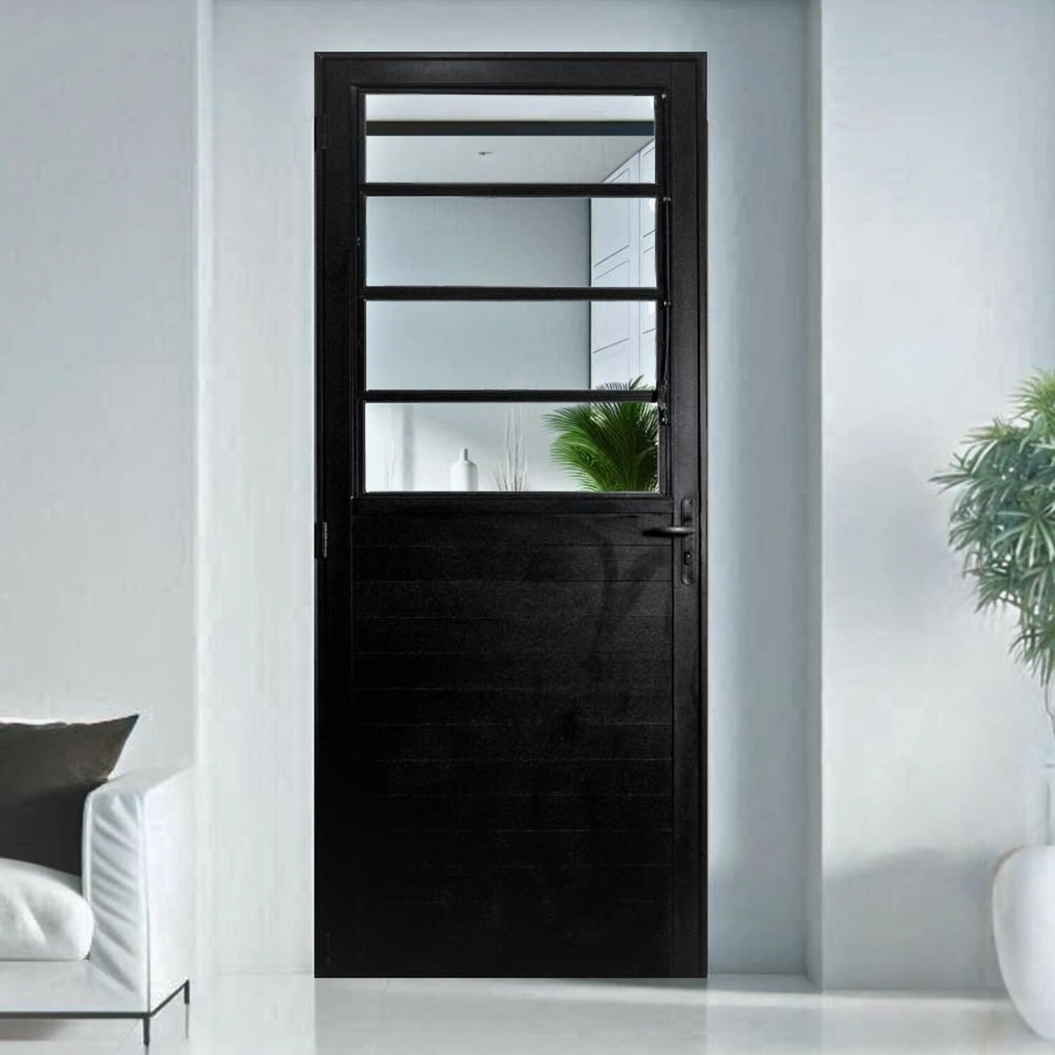 Porta Basculante Lambril Alumínio 2,10 X 90 Preto Hale Esquadrias Abertura Direita Preto