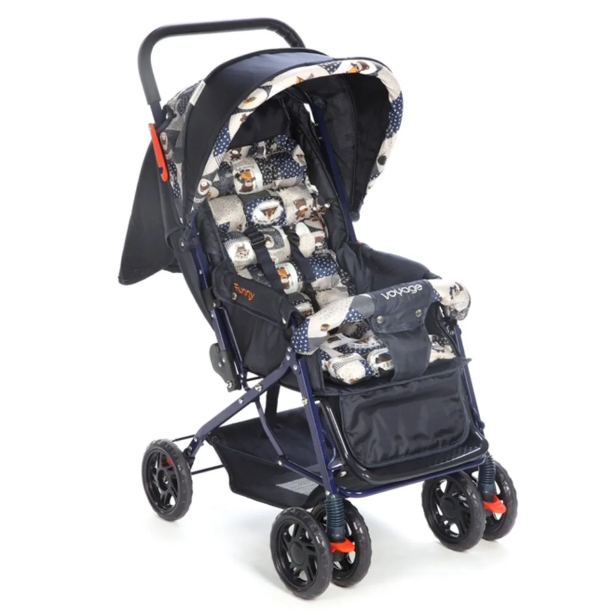 Carrinho de Bebê Passeio Voyage 4 Rodas 3 Posições Suporta até 15Kg Funny Azul