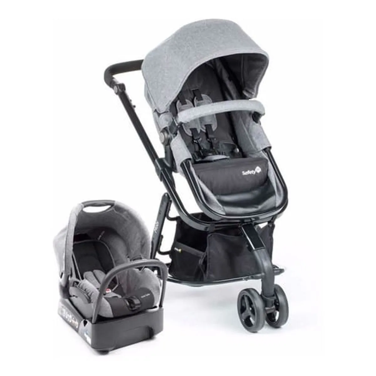 Travel System Mobi Safety 1St Grey Denin Black