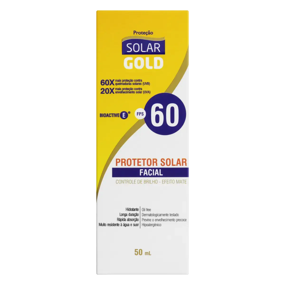 Protetor Solar Facial Fps 60 Solar Gold Caixa 50ml