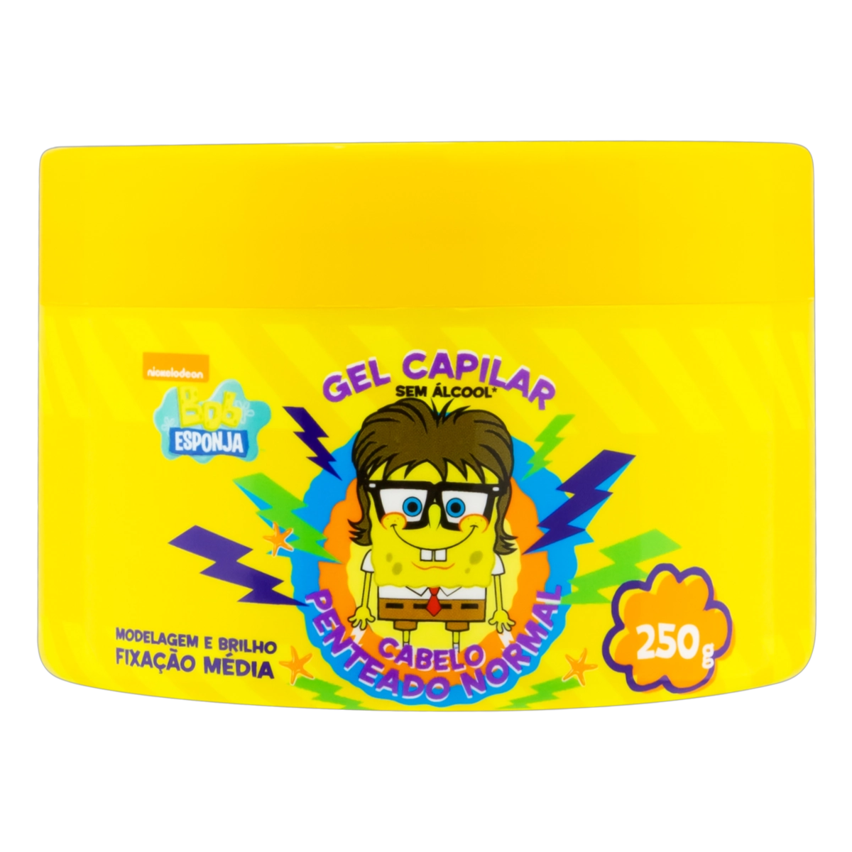 Gel Fixador Infantil Média Bob Esponja Nutriex Marcas Cabelo Penteado Normal Pote 250g