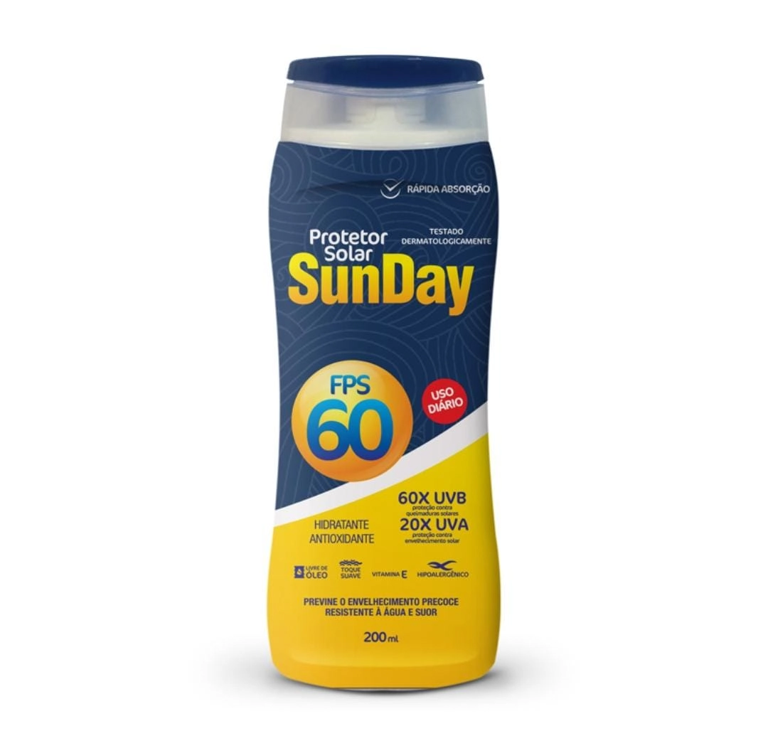 Protetor Solar Fps 60 Sunday Frasco 200ml