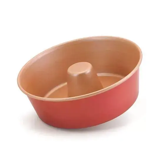 Forma Assadeira de Alumínio para Bolo Torta Pudim Com Tubo 7,5 x 22 cm de Ø Cereja
