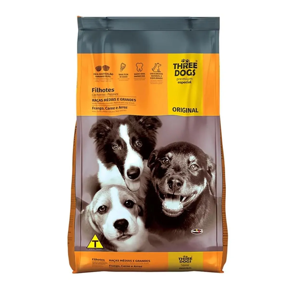 Ração Three Dogs Original Premium Cães Filhotes Med E Gdes 15kg