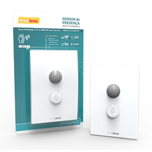 Sensor De Presença Com Interruptor 4x2 - Enerbras 1503-e
