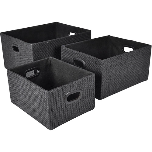 Cestos Sb0019a De Fibra Preto 3 Unidades Btc