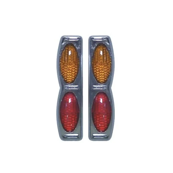 Protetor de Porta Luminoso Oval Duplo Base Cromada Vermelha Laranja - SHEK PARTS 05012