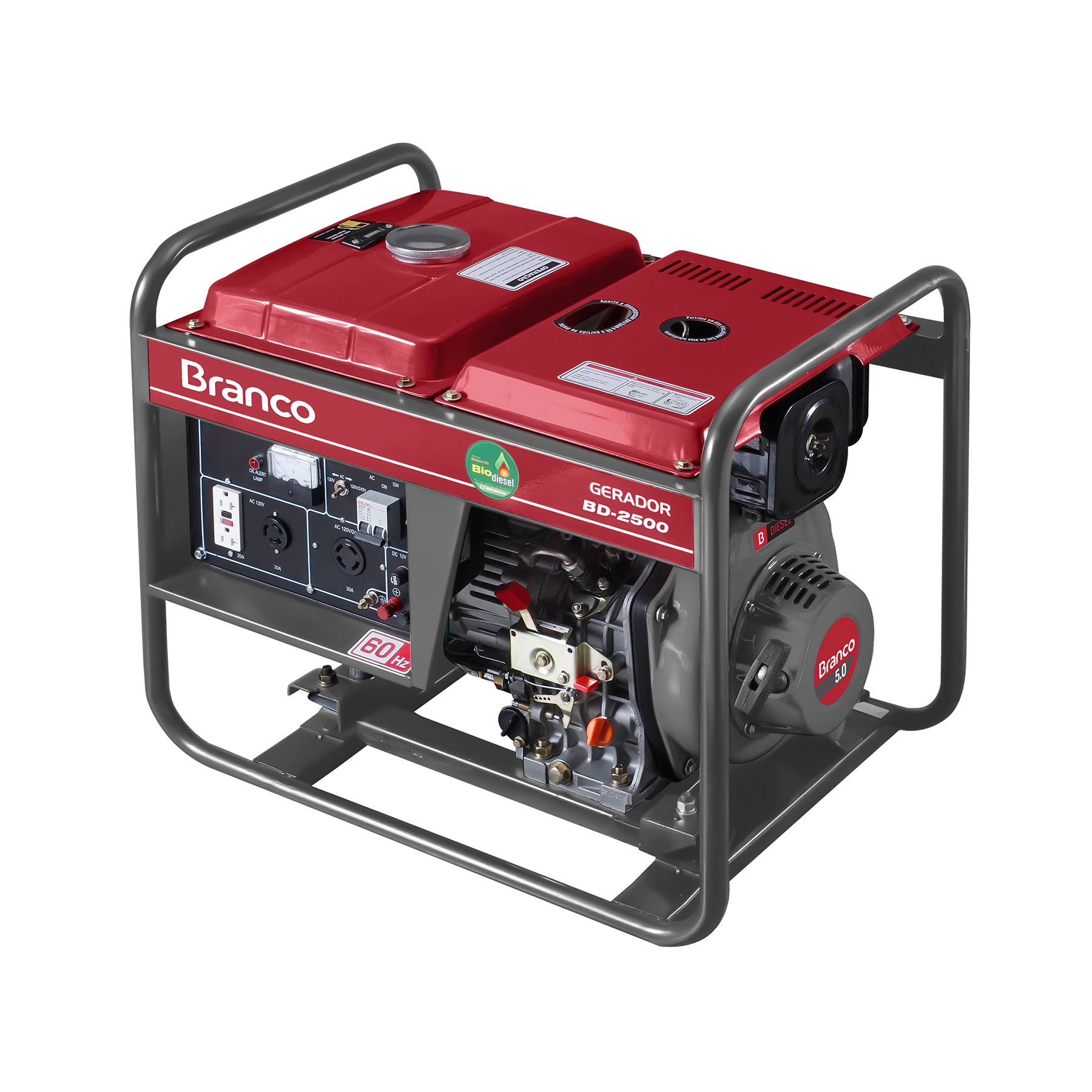 Gerador de Energia a Diesel Aberto 2,2 Kva Bivolt BD-2500E Branco