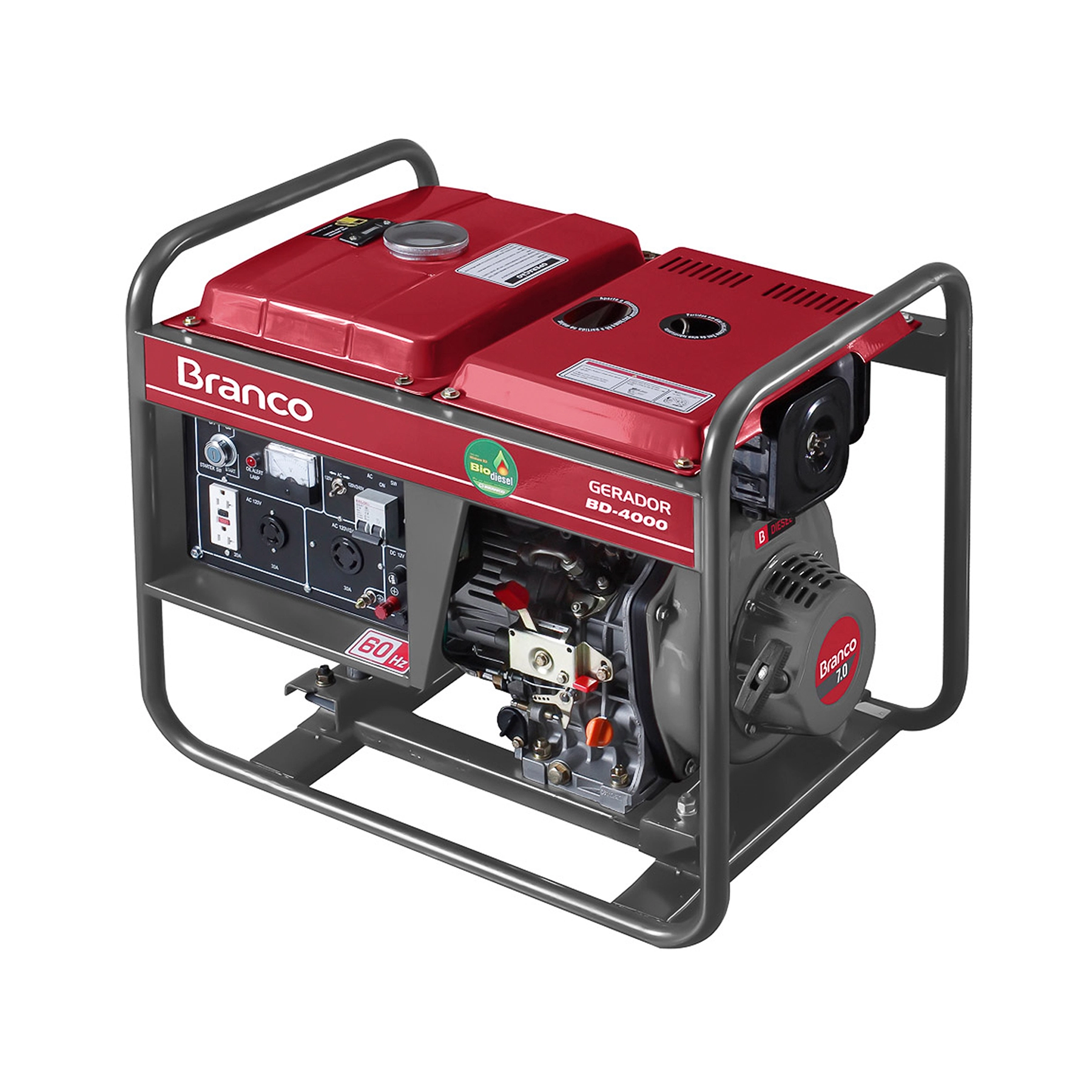 Gerador de Energia a Diesel Aberto 3,3 Kva Bivolt BD-4000 Branco