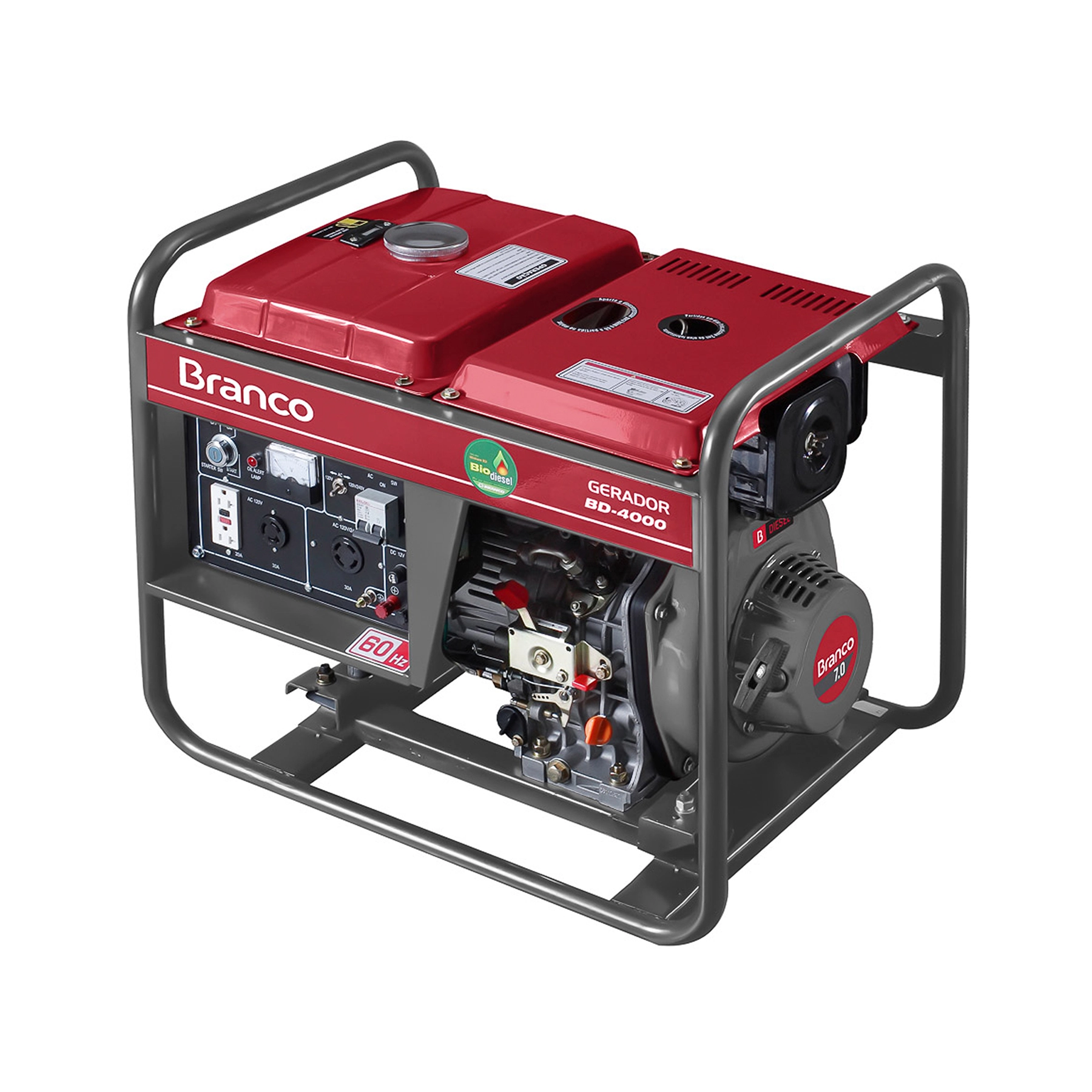 Gerador de Energia a Diesel Aberto 3,3 Kva Bivolt BD-4000E Branco