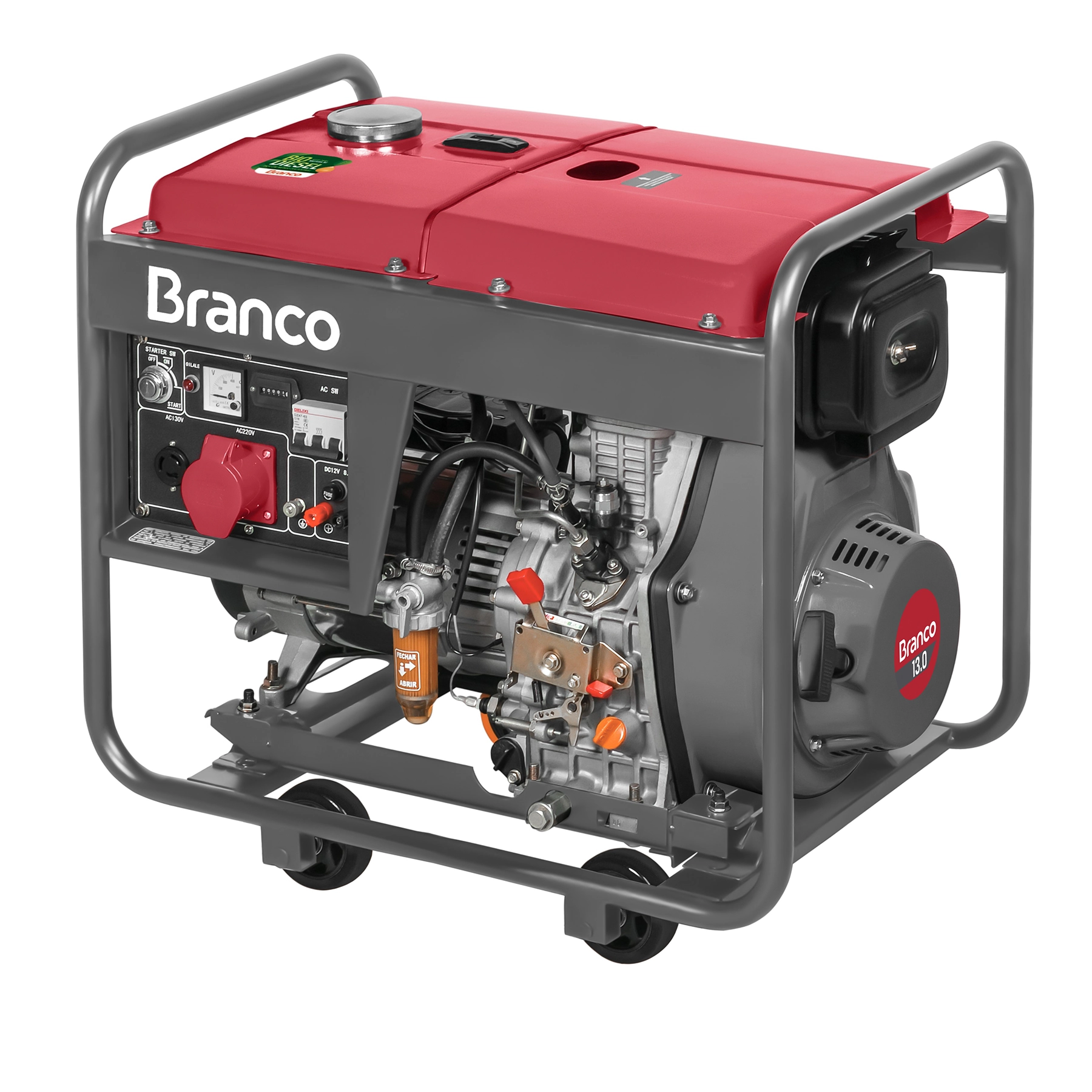 Gerador de Energia a Diesel Aberto 8 Kva 220V com AVR BD-8000E3 Branco