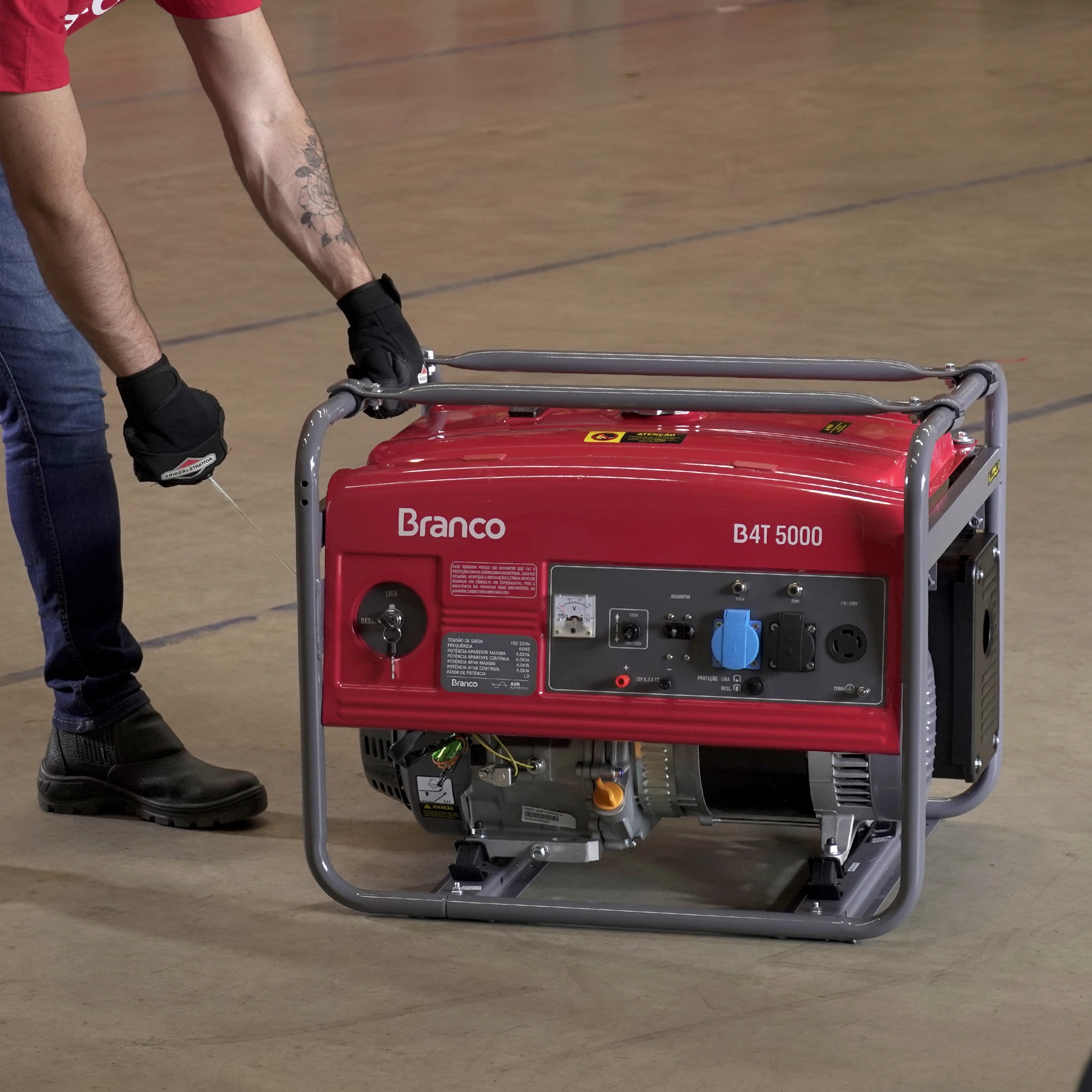 Gerador de Energia a Gasolina Aberto 4,5 Kva Bivolt com AVR B4T-5000 Branco