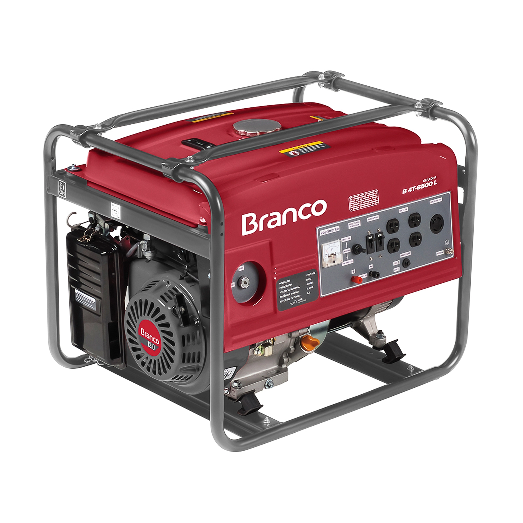 Gerador de Energia a Gasolina Aberto 5,5 Kva Bivolt com AVR B4T-6500 Branco