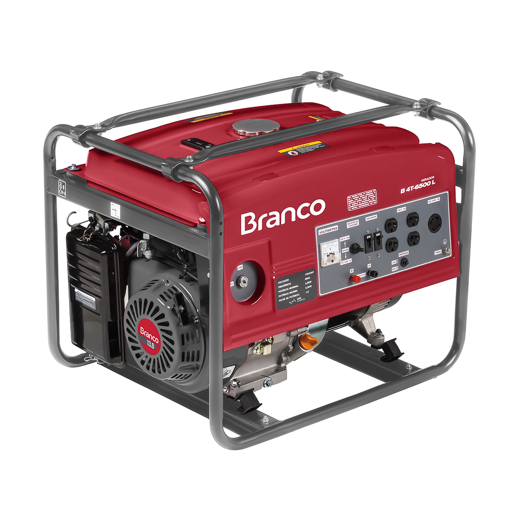 Gerador de Energia a Gasolina Aberto 5,5 Kva Bivolt com AVR B4T-6500E Branco