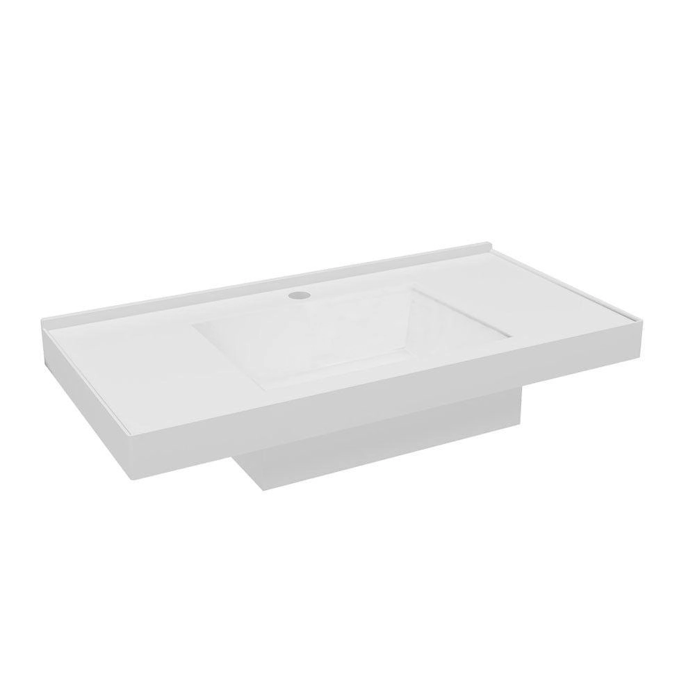 Lavatório Para Banheiro Quadri Em Mármore 80x40cm Branco
