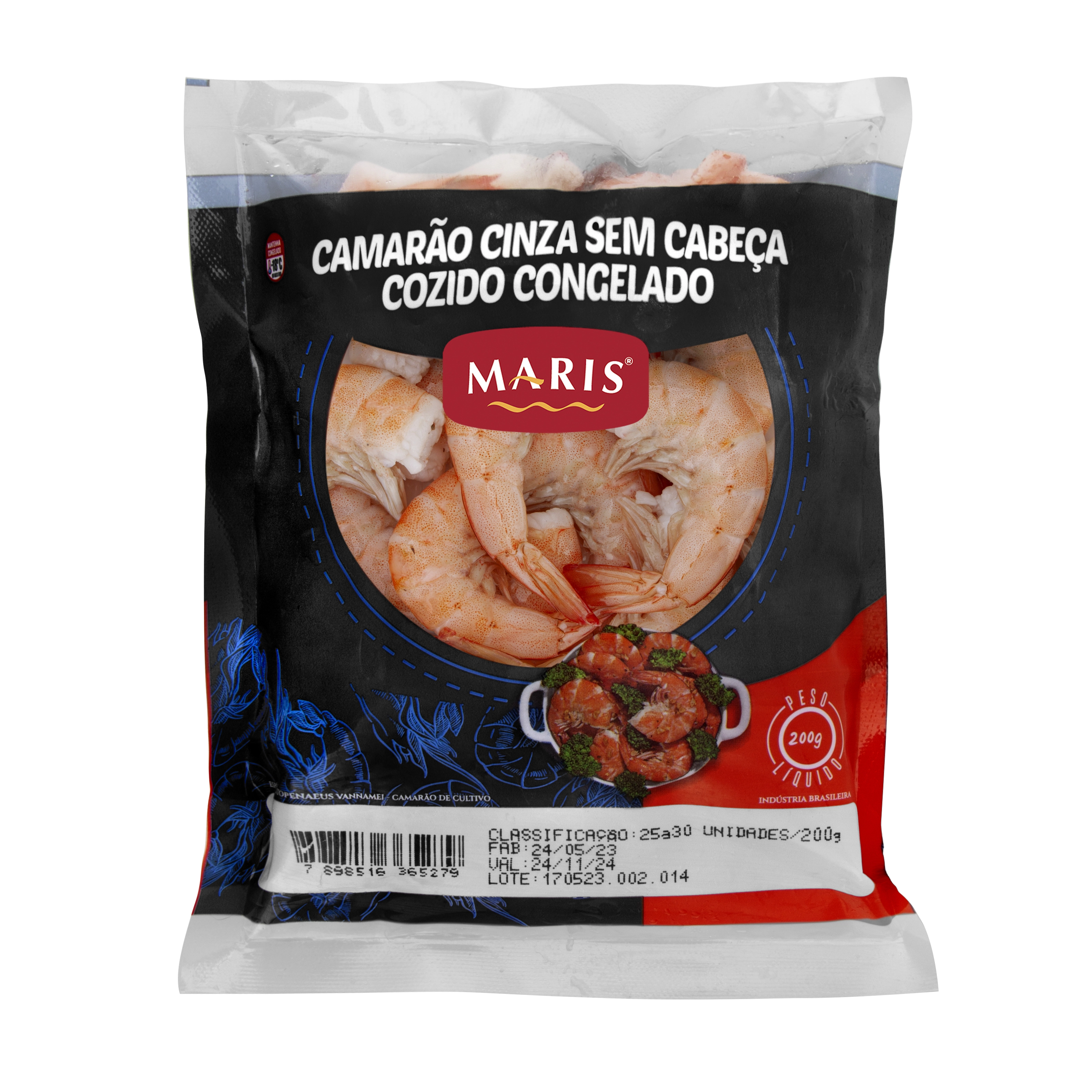 Camarao S/cabeca Coz Cong 61/70 Pac 200g Cx 8kg