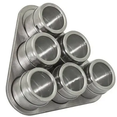 Conjunto de Porta Condimentos em INOX 6 Potes com IMA Mimo STYLE AL1402 5022