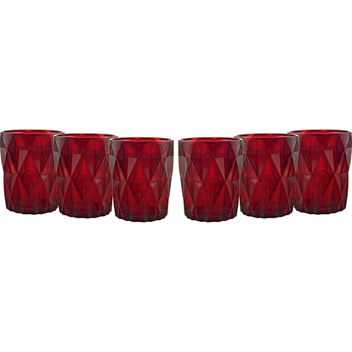 Jogo De Copos Drink Vermelho Vitral Verre 6 Peças Mimo Style