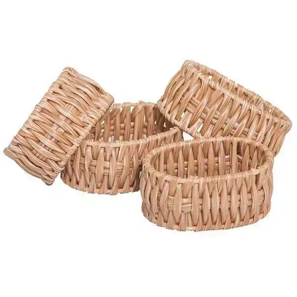 Jogo de Aneis para Guardanapo Rattan Claro 4 Peças Mimo STYLE YK14645