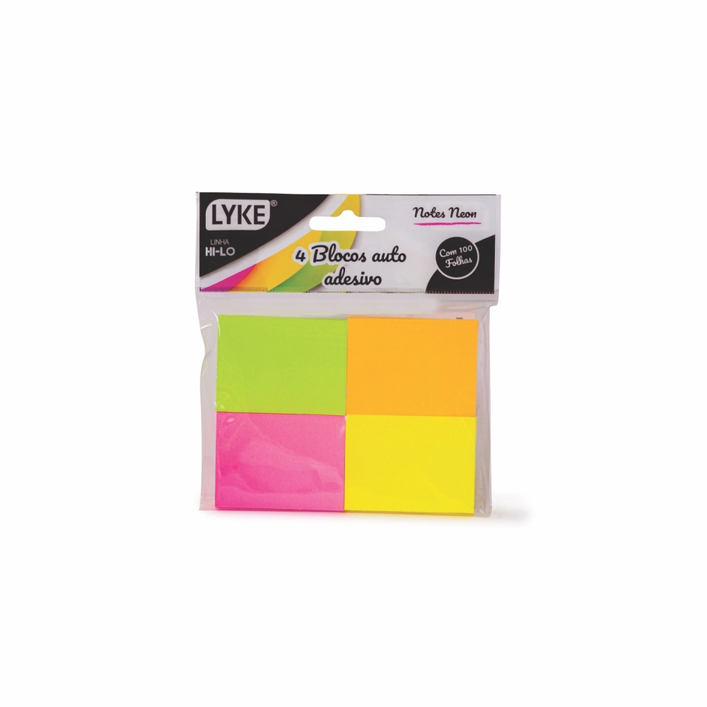 Bloco Recado Auto Adesivo 51x38mm Neon C 50 Fls Lo101 258 Lyke