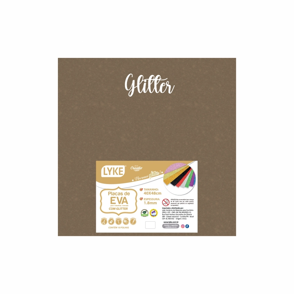 Placa Eva Glitter 40x48 Cafe 1.8mm 103772 Lyke