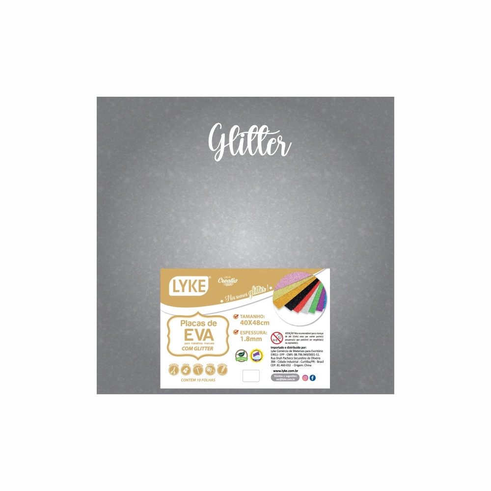 Placa Eva Glitter 40x48 Prata 1.8mm 103771 Lyke