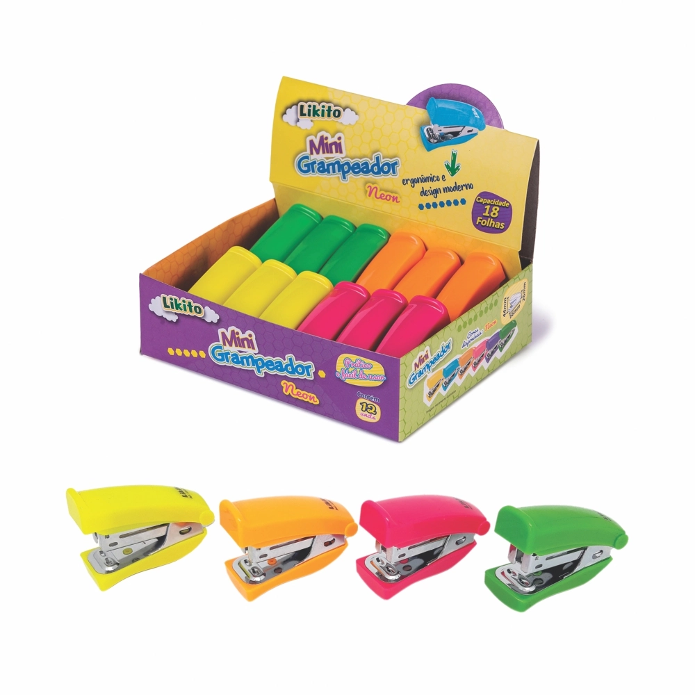 Grampeador Plast Neon 020 Fl Lyke 26/6 Sortido