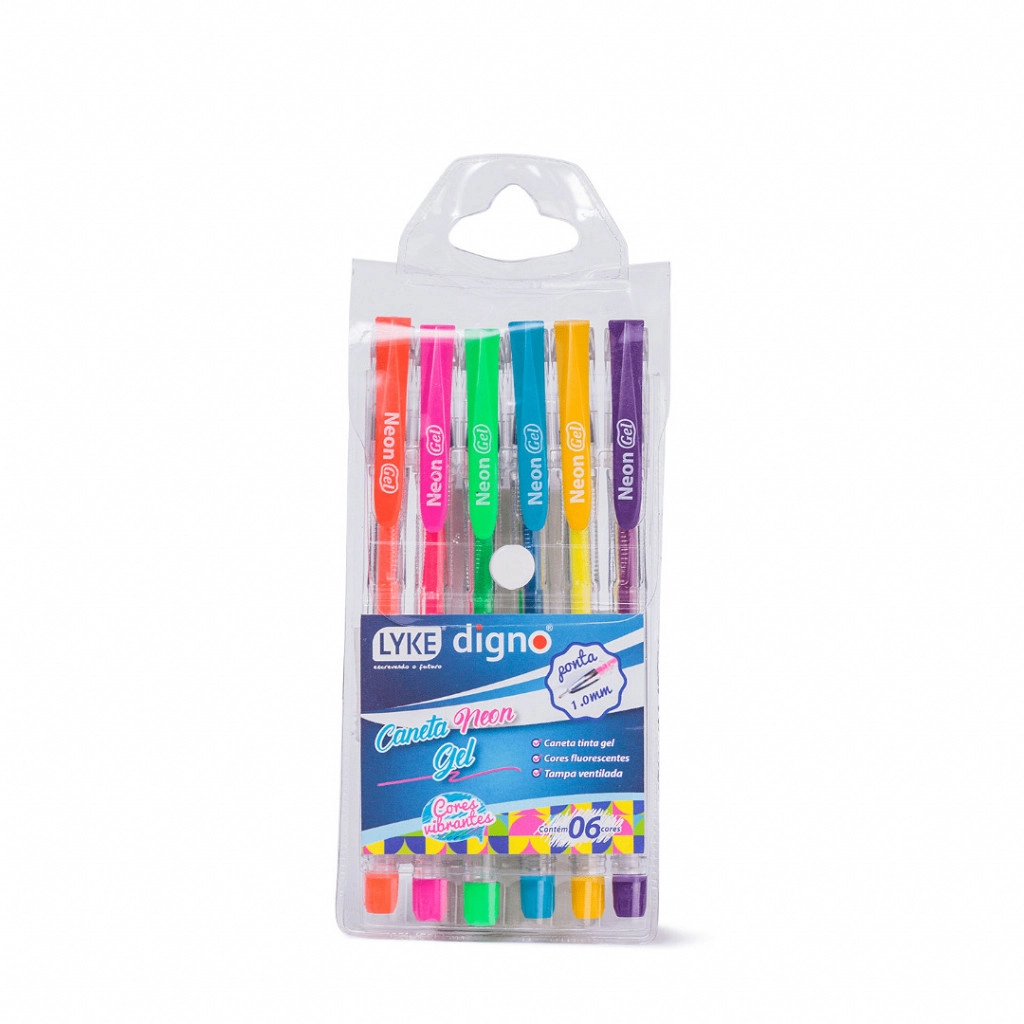 Caneta Gel Neon 6 Cores 1.0mm 104966 Lyke