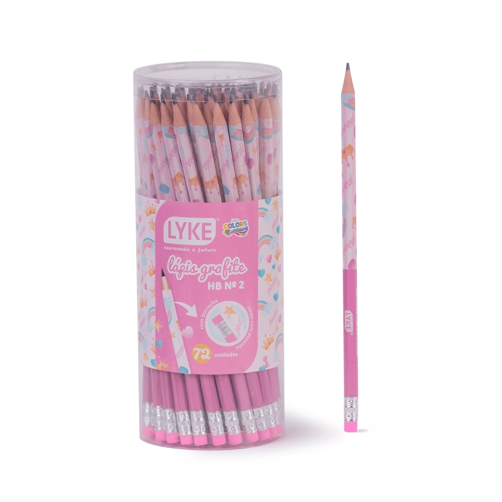 Lapis Preto Sextavado Com Borracha Hb N 2 Pastel Lyke