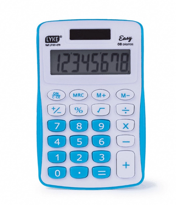 Calculadora Easy Blister Branco Azul Lf101 079 Lyke