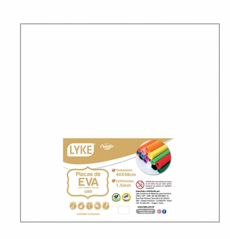 Placa Eva Glitter 40x48 Branco 1.8mm 103760 Lyke