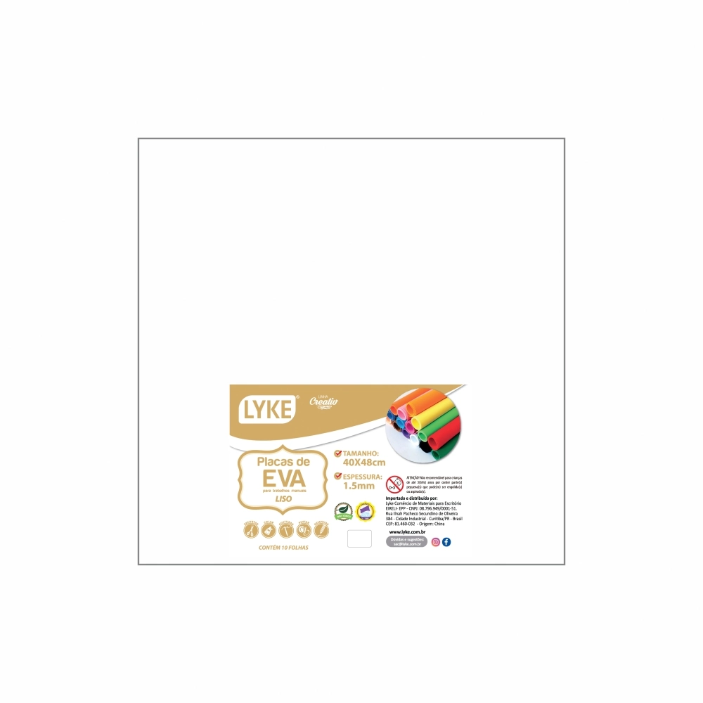 Placa Eva Liso 40x48 Branco 1.5mm 103727 Lyke