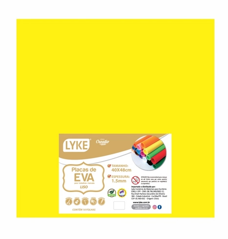 Placa Eva Liso 40x48 Amarelo 1.5mm 103731 Lyke
