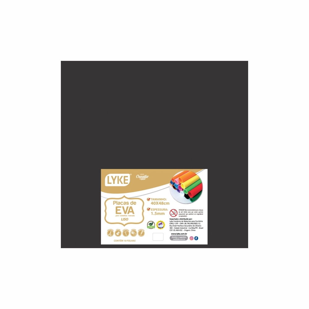 Placa Eva Liso 40x48 Preto 1.5mm 103744 Lyke