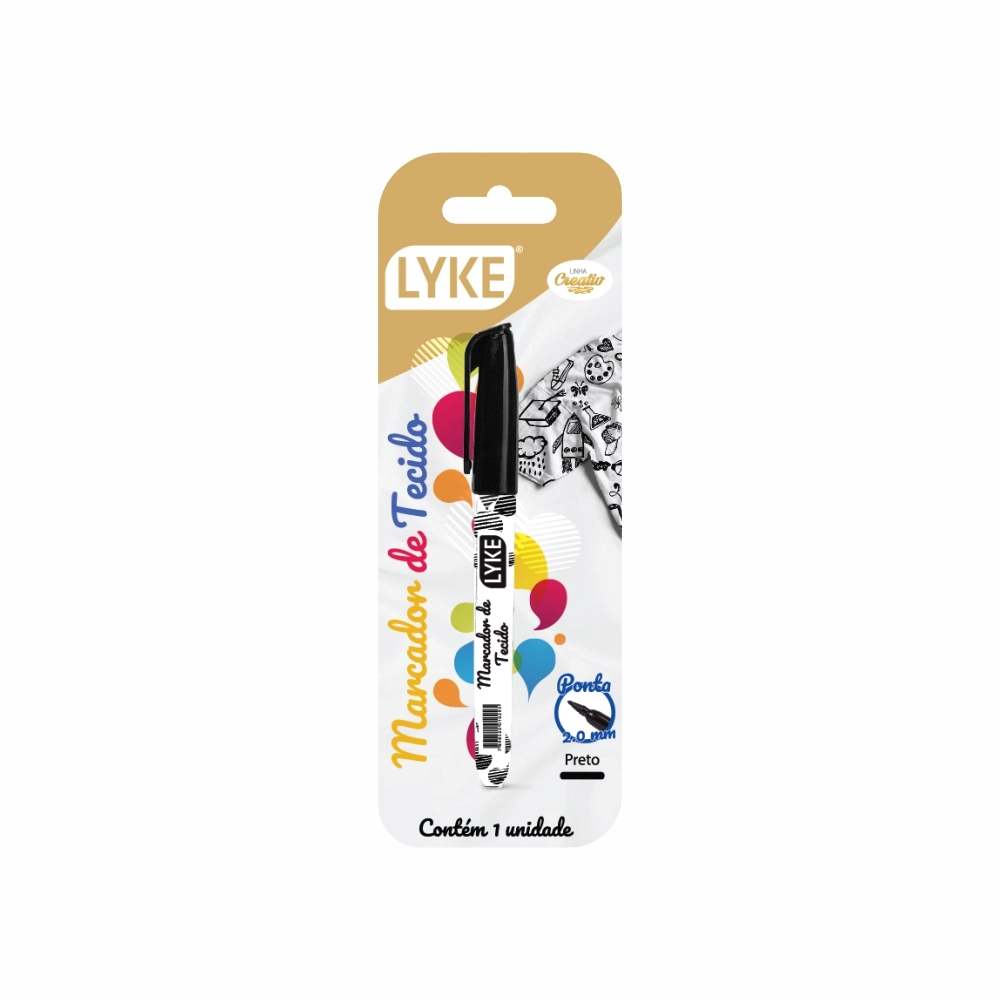Marcador Tecido Preto Blister Unitario 101760 Lyke