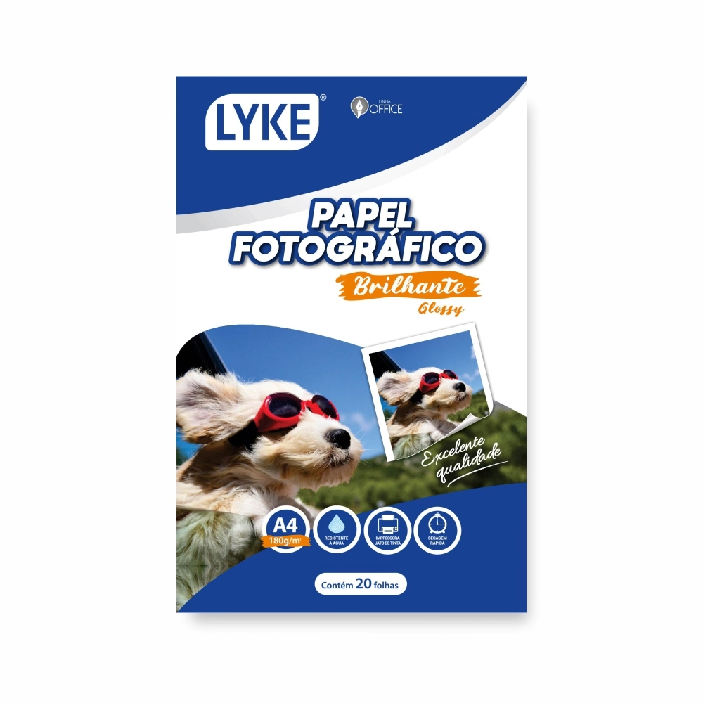 Papel Fotografico Brilhante A4 180g 20 Folhas 101095 Lyke
